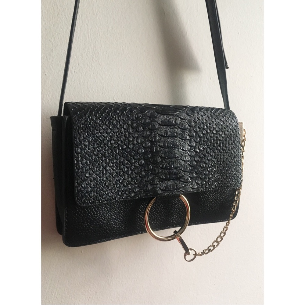 Faux Crocodile with Gold Ring Chain Purse